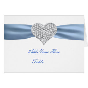 Diamant Heart Blue Bröllop Bord Monteringskort OBS Kort