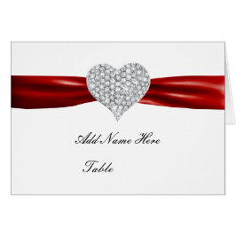 Diamant Heart Red Bröllop Bord-monteringskort OBS Kort