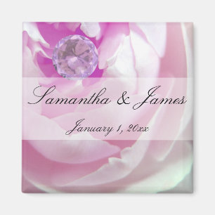 Diamant i Rosa ros Bröllop Magnet
