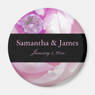 Diamant i Rosa ros Personal Bröllop Magnet