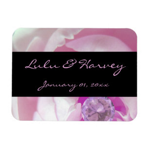 Diamant i Rosa ros Personal Bröllop Magnet