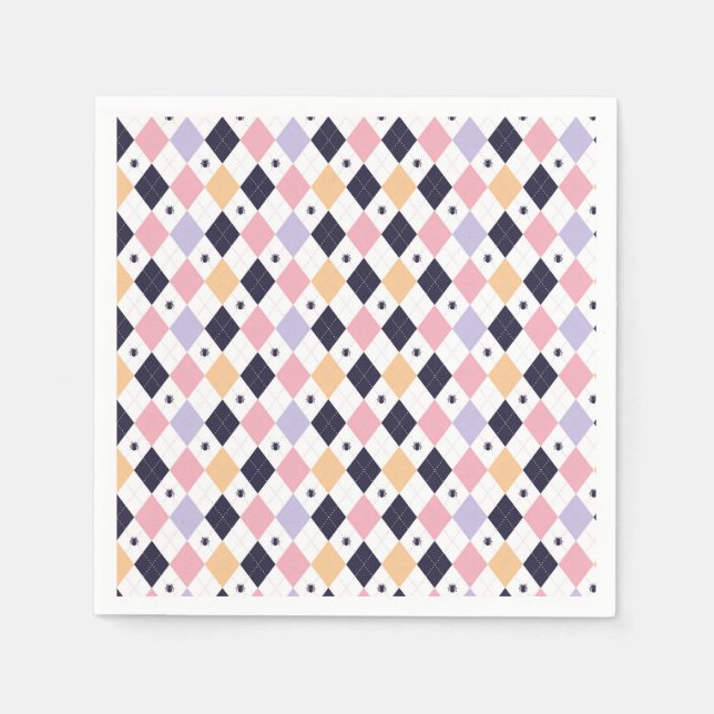 Diamant Lila Rosa med Spider Pappersservett (Framsidan)