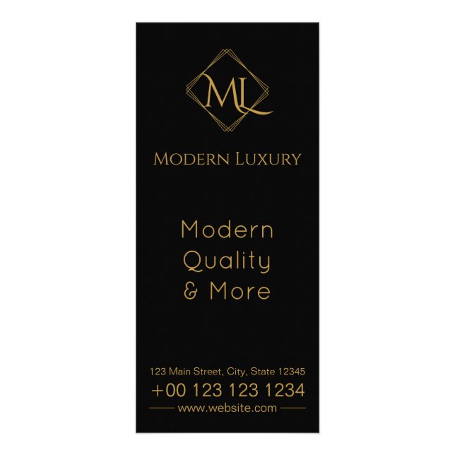 Diamant Logotyp | Svart och Guld Reklamkort (Framsidan)