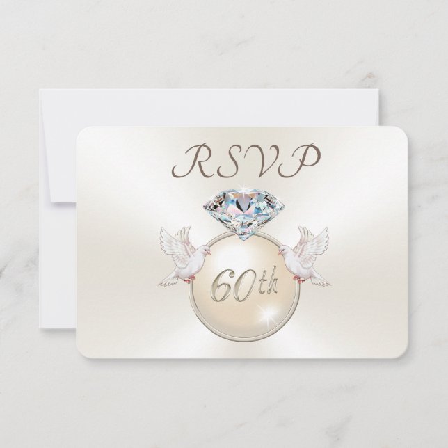 Diamant Love Birds 60-årsjubileum RSVP-kort OSA Kort (Framsida)