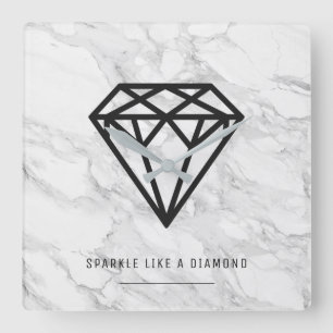 Diamant med marmor fyrkantig klocka