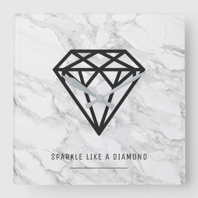 Diamant med marmor fyrkantig klocka (Framsida)