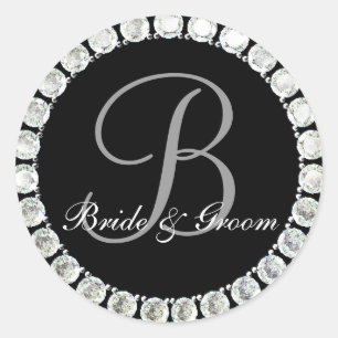 Diamant monogram B anpassade försegling Runt Klistermärke