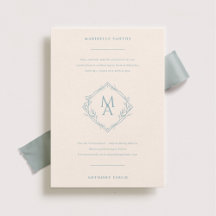 Diamant Monogram med blommor, blått Bröllop
