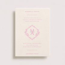Diamant Monogram med blommor i Rosa Bröllop