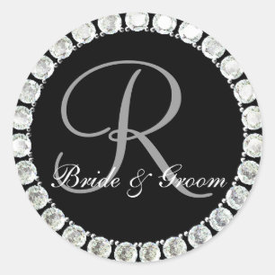 Diamant monogram R anpassade försegling Runt Klistermärke