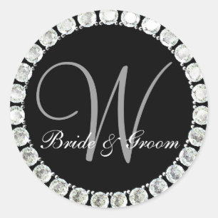 Diamant monogram W anpassade försegling Runt Klistermärke