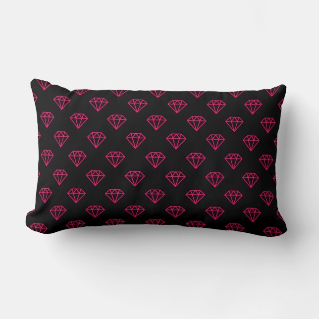 Diamant - Neon Red på Black Lumbarkudde (Framsida)