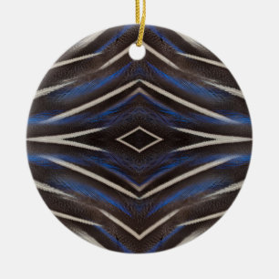 Diamant pärlhöns fjäder design julgransprydnad keramik