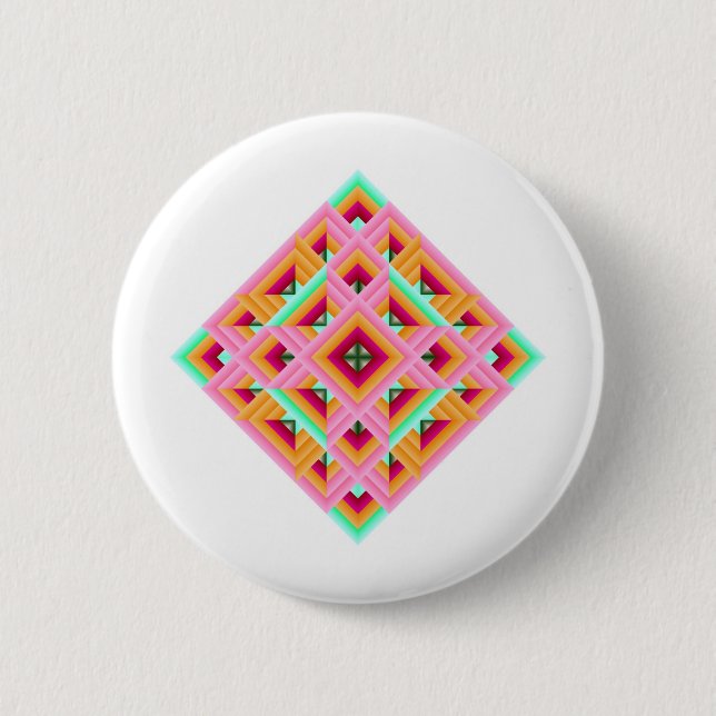 Diamant Quilt i Rosa och Grönt Knapp (Framsida)
