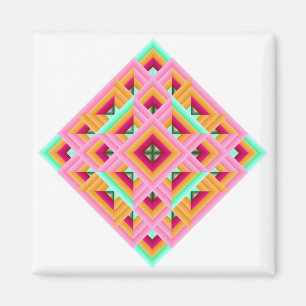 Diamant Quilt i Rosa och Grönt Magnet