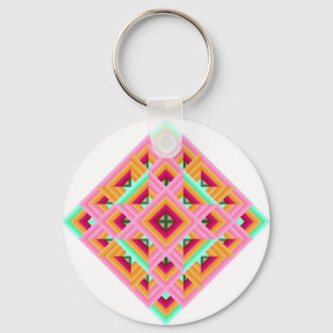 Diamant Quilt i Rosa och Grönt Nyckelring