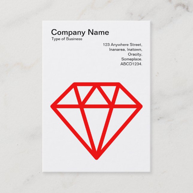 Diamant - Röd på vitt Visitkort (Framsida)