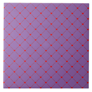 Diamant Shaped Red Heart & Line Art Kakelplatta