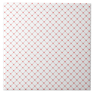 Diamant Shaped Red Heart & Line Art Kakelplatta