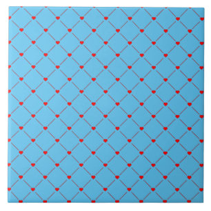 Diamant Shaped Red Heart & Line Art Kakelplatta