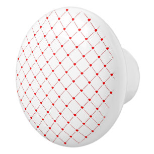 Diamant Shaped Red Heart & Line Art Knopp
