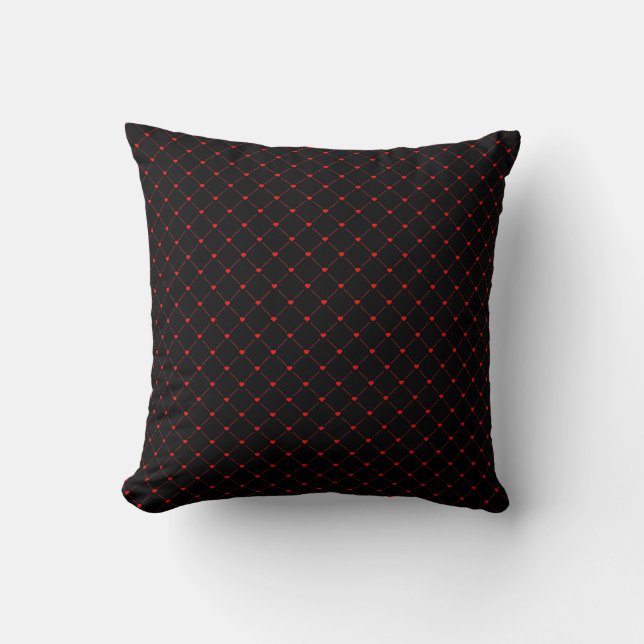 Diamant Shaped Red Heart & Line Art Kudde (Framsida)