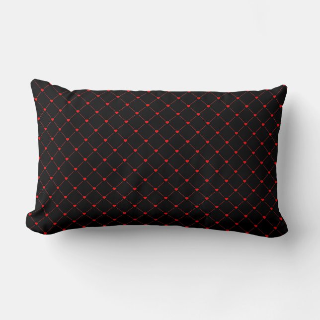 Diamant Shaped Red Heart & Line Art Lumbarkudde (Framsida)