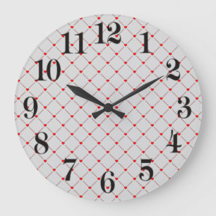 Diamant Shaped Red Heart & Line Art Stor Klocka