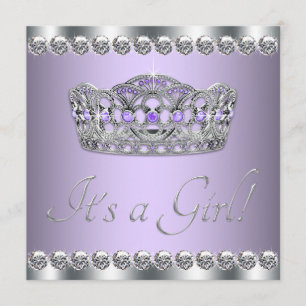 Diamant Silver Lavendel Lila Baby Shower Inbjudningar