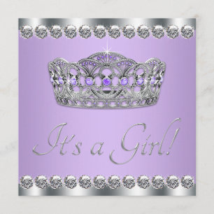 Diamant Silver Lavendel Lila Baby Shower Inbjudningar