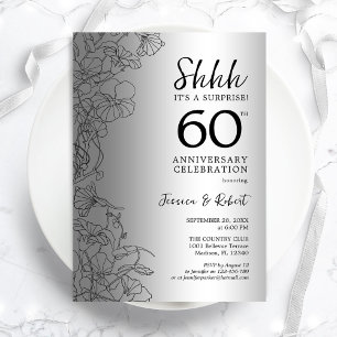 Diamant Silver Överraskning 60-årsjubileum Inbjudningar