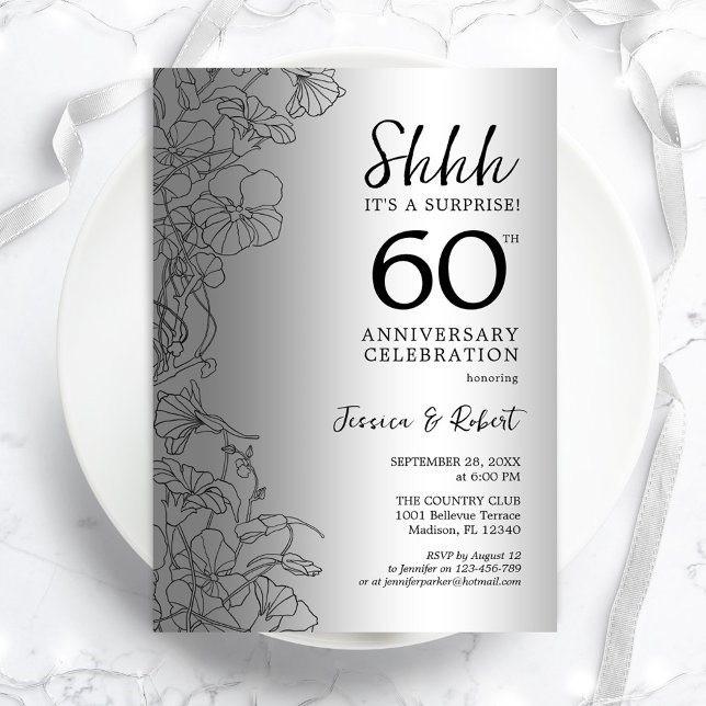 Diamant Silver Överraskning 60-årsjubileum Inbjudningar (Skapare uppladdad)