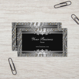 Diamant Silver Svart Elegant Zebra Smycke Visitkort