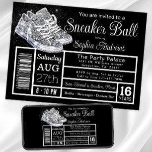 Diamant Sneaker Ball Födelsedagsfest Inbjudningar
