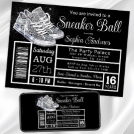 Diamant Sneaker Ball Födelsedagsfest Inbjudningar