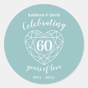 Diamant som firar 60 år av kärlek-klistermärken runt klistermärke