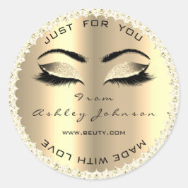 Diamant Sparkly White Guld-lash tillverkad med Kär Runt Klistermärke