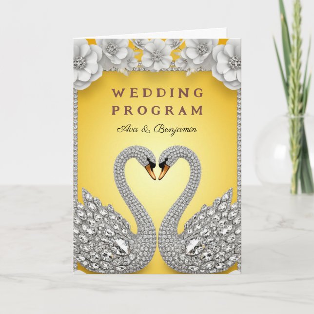 Diamant svan bröllopspar Lyx Romantik Tema Program (Framsida)