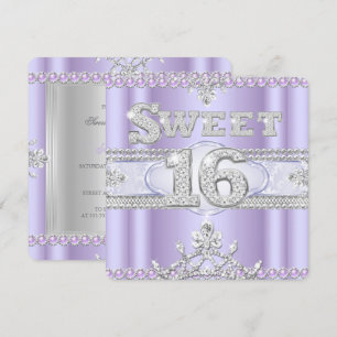 Diamant Sweet 16 Sextonårsfest Lila Syren Inbjudningar