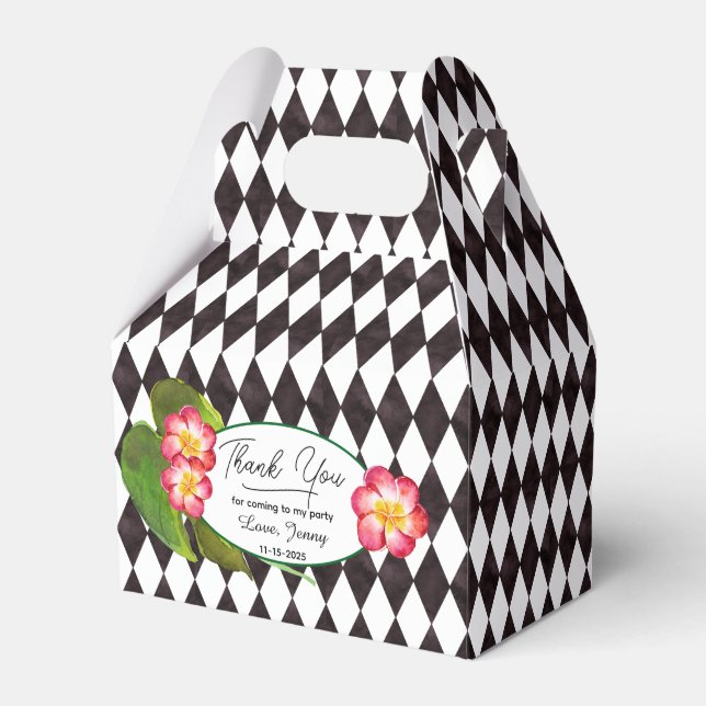 Diamant Tile Black and White med Tropical Flowers Presentaskar (Framsidan Sidan)