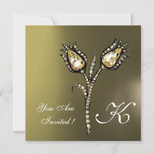 DIAMANT TULPANER MONOGRAM, Grå Agat Inbjudningar