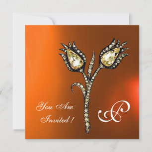 DIAMANT TULPANER MONOGRAM , Gul Orange Agat Inbjudningar