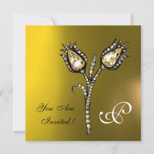 DIAMANT TULPANER MONOGRAM , Gul Topas Inbjudningar