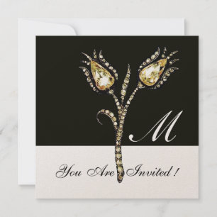 DIAMANT TULPANER MONOGRAM, Guld Metallisk Inbjudningar