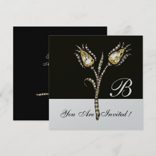 DIAMANT TULPANER MONOGRAM, Silver Metallisk Inbjudningar