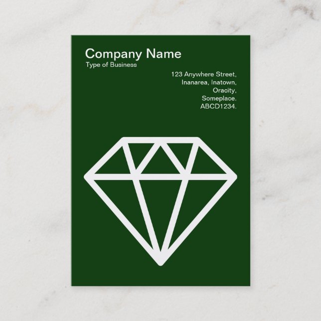 Diamant - vit på Mörk Forest Grönt Visitkort (Framsida)