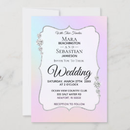 *~* Diamant Watercolor Gradient Pastel Bröllop Inbjudningar