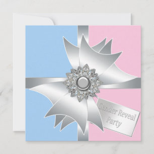 Diamantbåge Elegant Rosa Blå Könsbestämning Inbjudningar