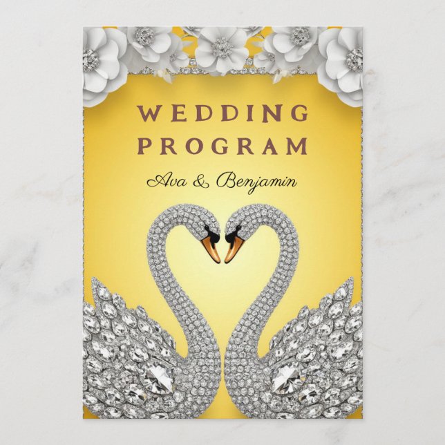 Diamantbröllop Svanepar Lyx Romantik Tema Program (Framsida)