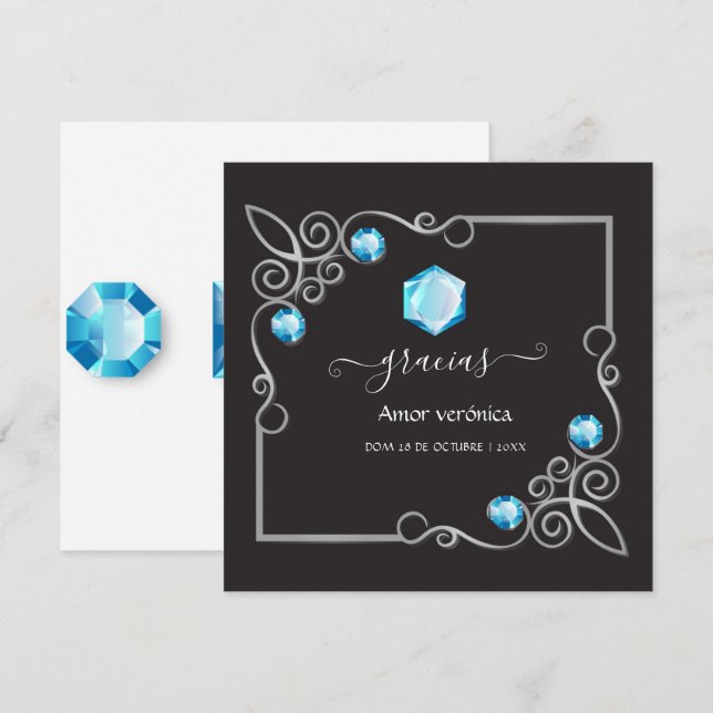 Diamantbröllops-kort för tack kort (Fram/baksida)